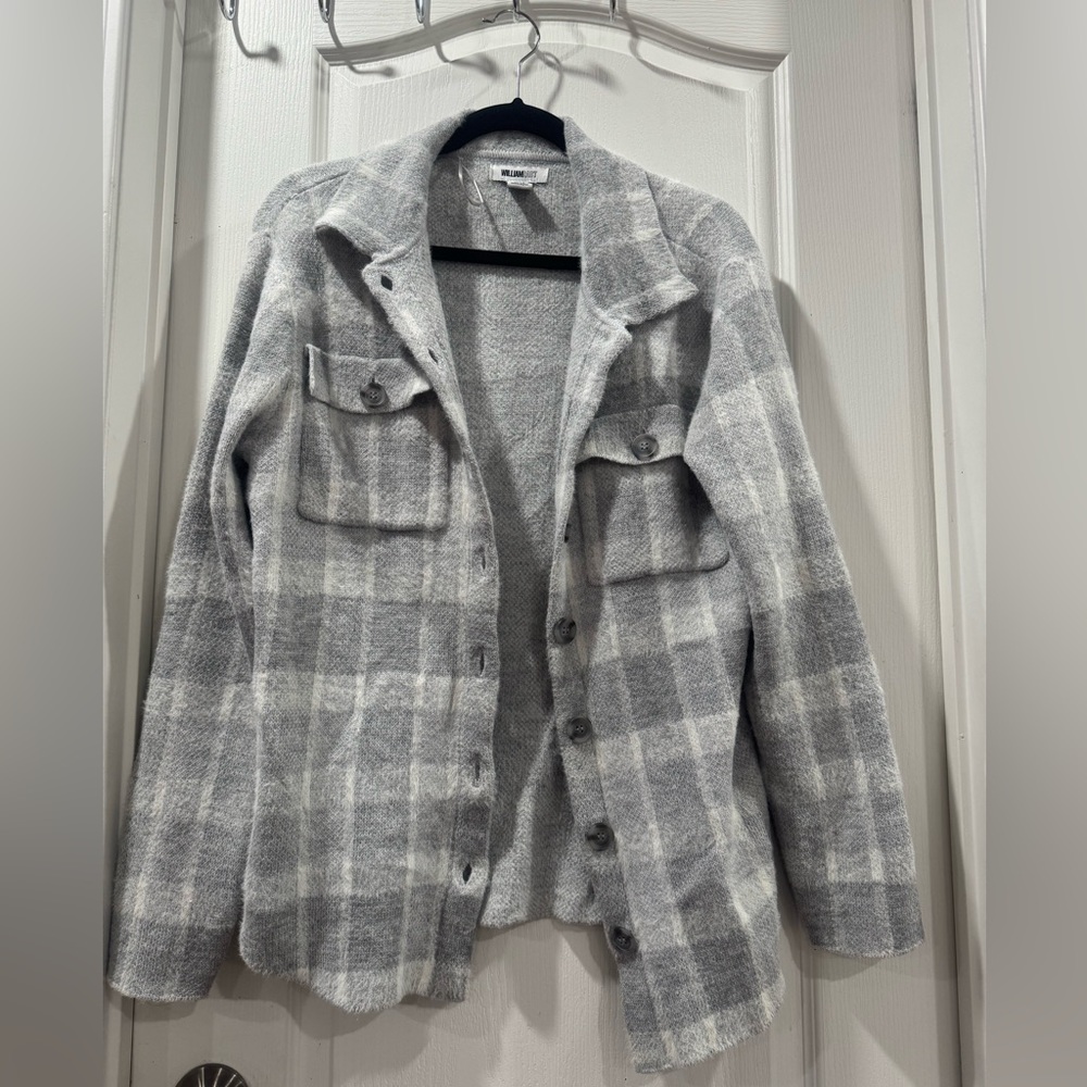 William Rast Light Gray Plaid Utility Jacket